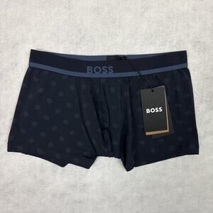 BOSS Trunk 365 Boxer Briefs Mens Small Dark Blue Logo Print Stretch NWT